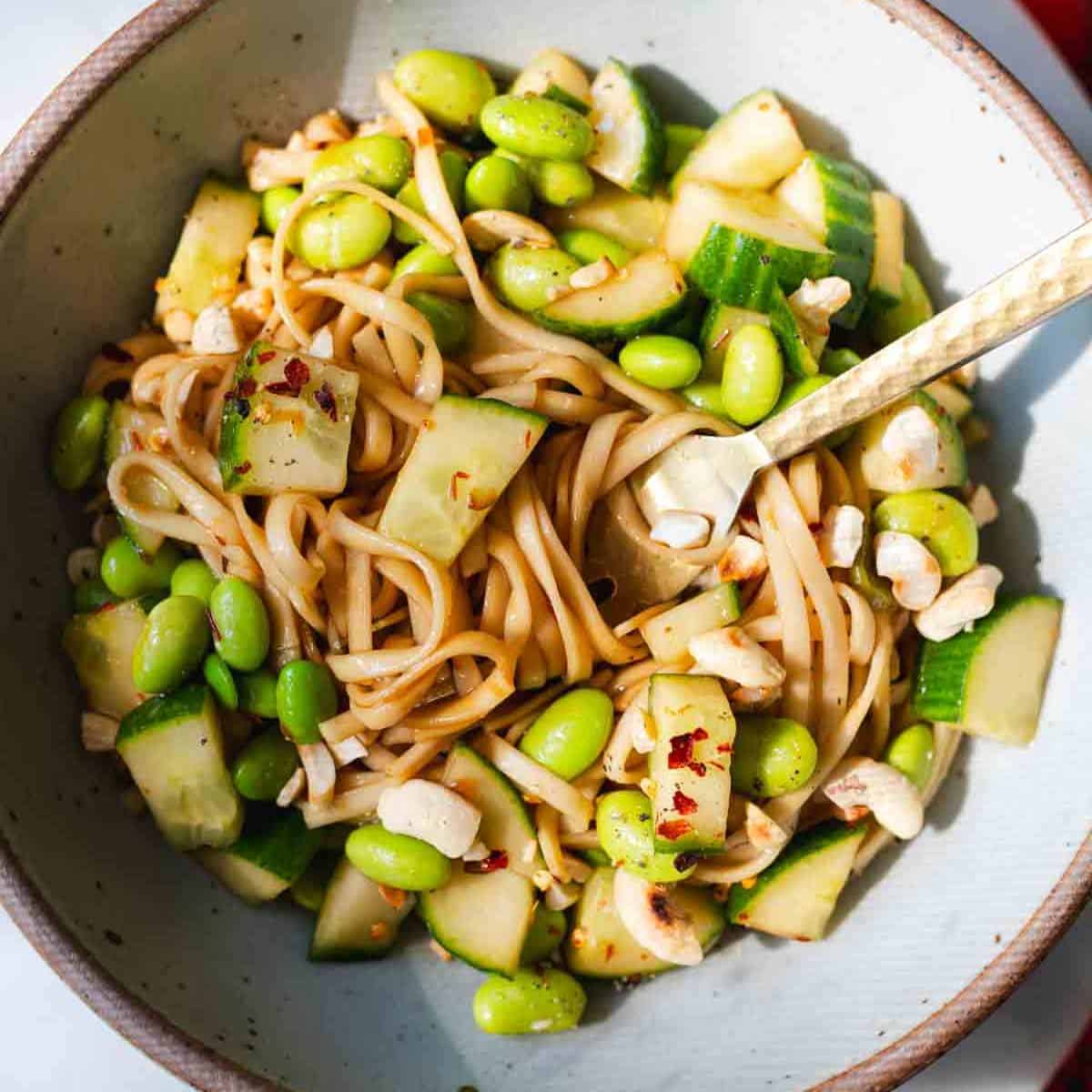 Cucumber Edamame Noodle Salad