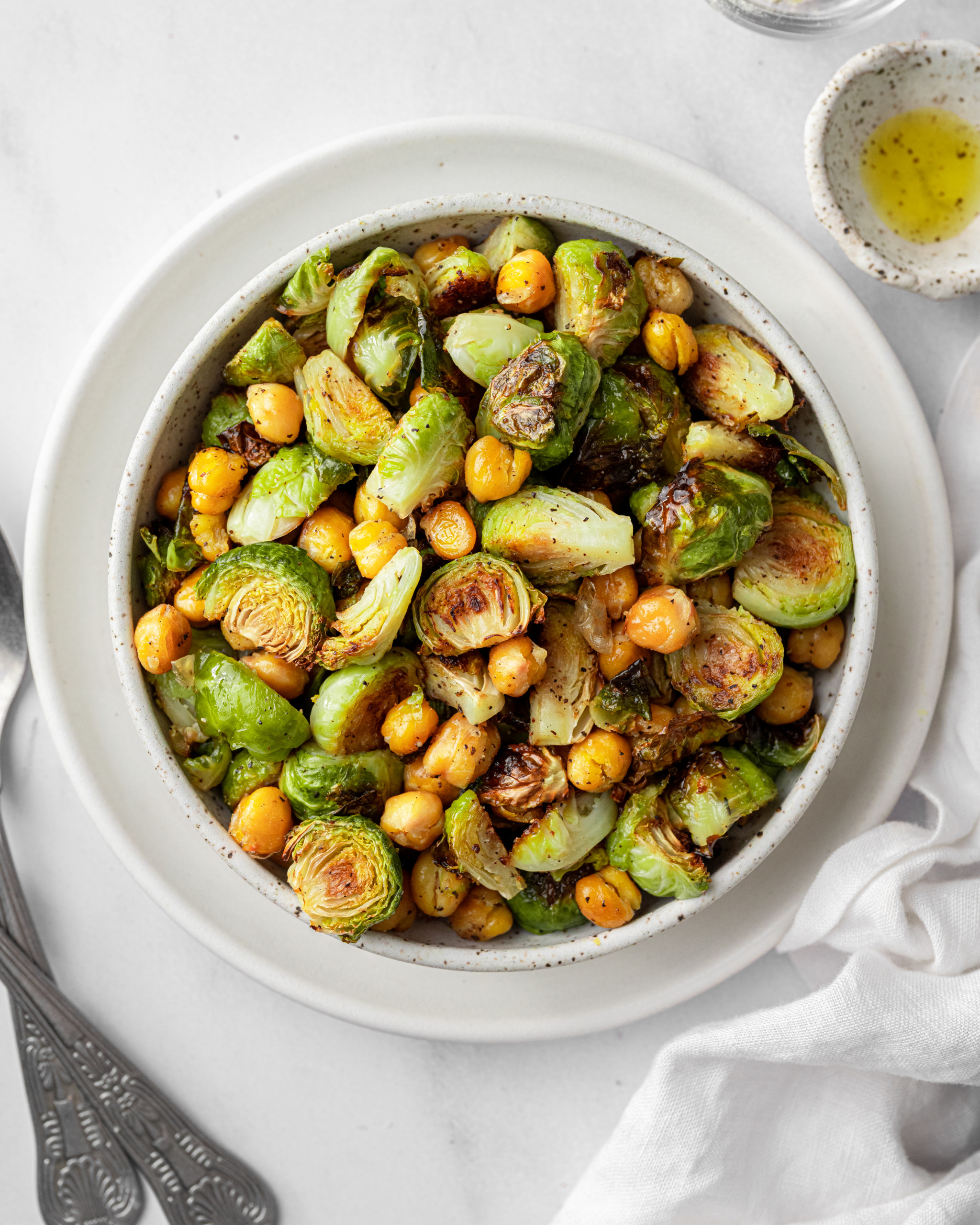 crispy brussels sprouts and chickpeas