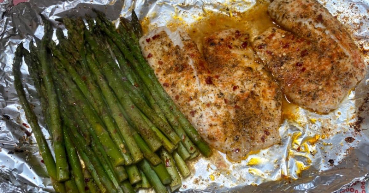 Oven baked tilapia and asparagus
