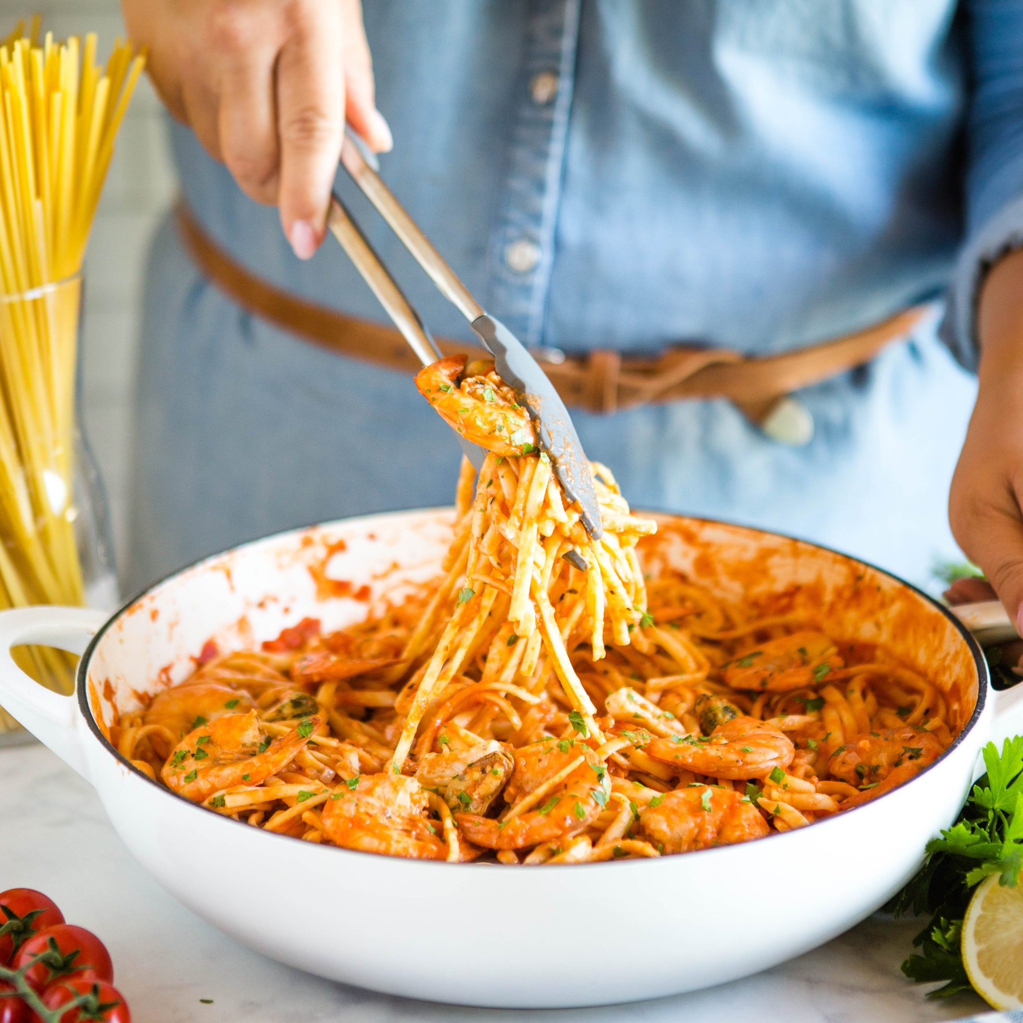 Quick and Easy Seafood Marinara Linguine