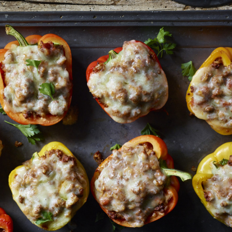 6. Beef & Cheddar Stuffed Peppers