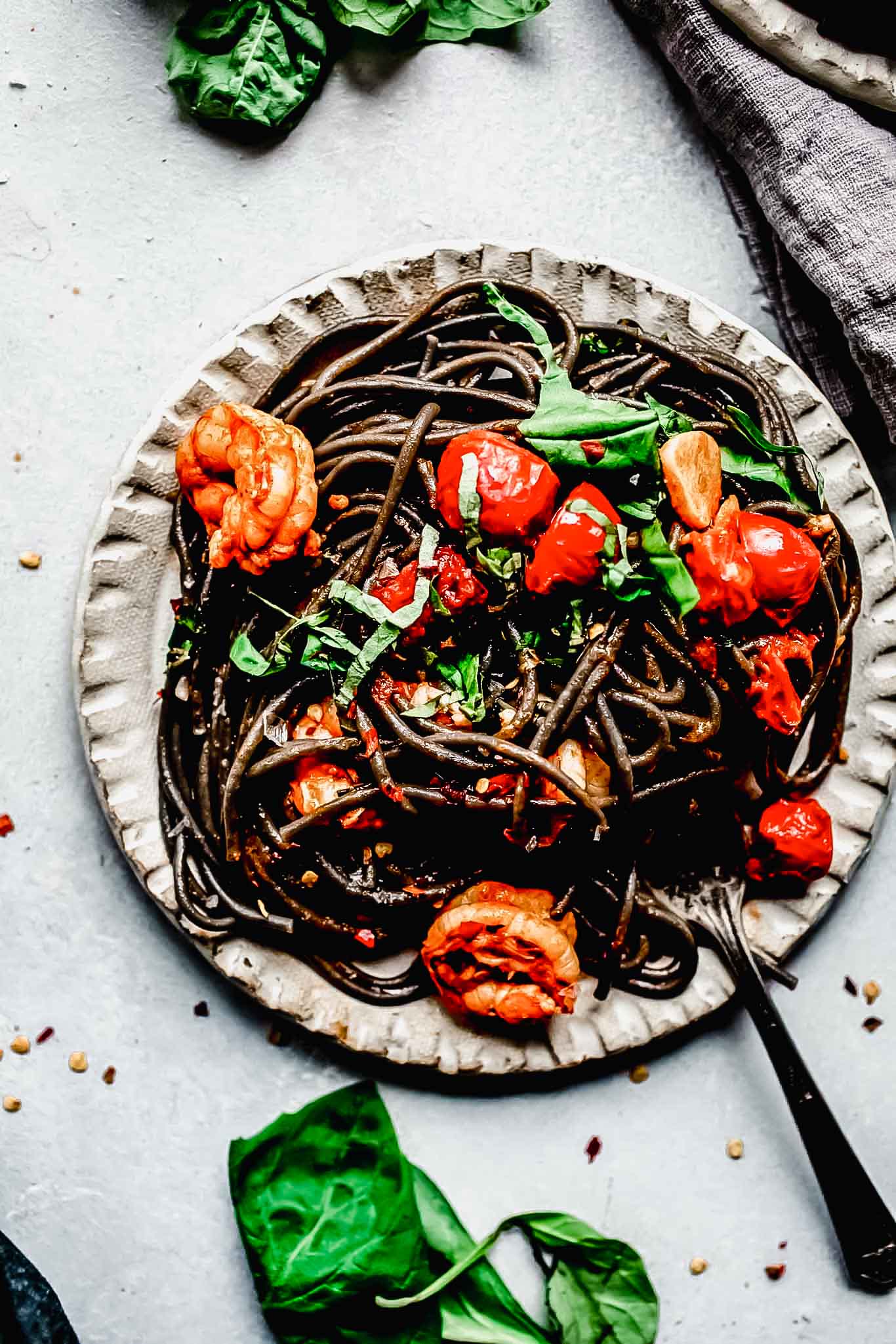 3. Squid Ink Pasta with Shrimp